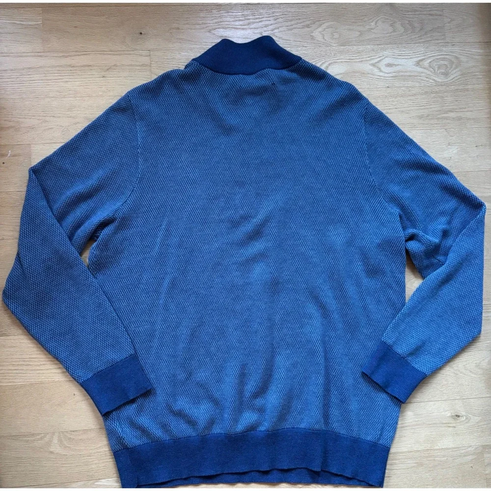 Vineyard Vines Mens Hamilton 1/4 Zip 1/2 Blue Sweater‎ Large Cotton Wool Blend